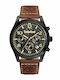 Men's Watch Battery with Brown Leather Strap