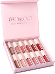 Set 12 Matt Lipstick Übertragungsresistentes Kevinandcoco 1,85 Ml Rosa Box