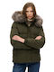 Everest Γυναικείο Puffer Μπουφάν για Χειμώνα Khaki