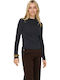 Life Damen Bluse Langärmelig Rollkragenpullover Schwarz