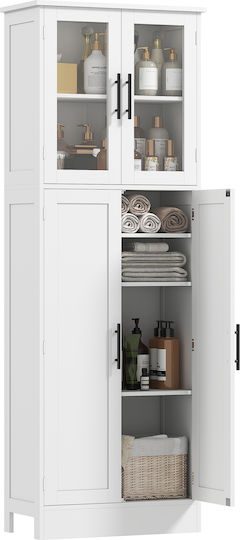 HomCom Boden Badezimmerregal Hölzernes 60x30x170cm Weiß