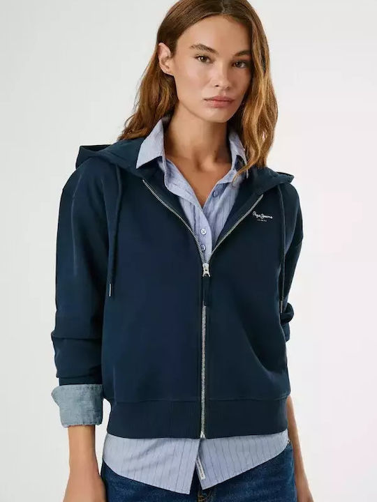 Pepe Jeans Women's Sweatshirt Jacket Hooded Blue