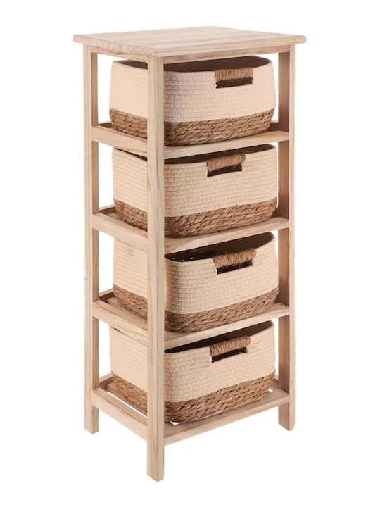 Eurocasa Επιδαπέδια Ραφιέρα Μπάνιου Ξύλινη 27.5x37.5x86cm Μπεζ