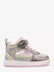 Kids Sneakers High with Scratch & Lights Silver