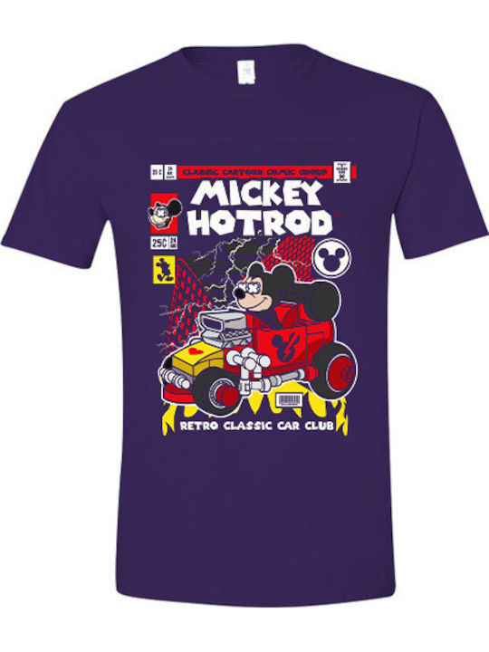 T-shirt Mickey Hot Rod Pop Culture Purple