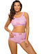 Set Bikini Sports Bra Push Up High Waist Pink