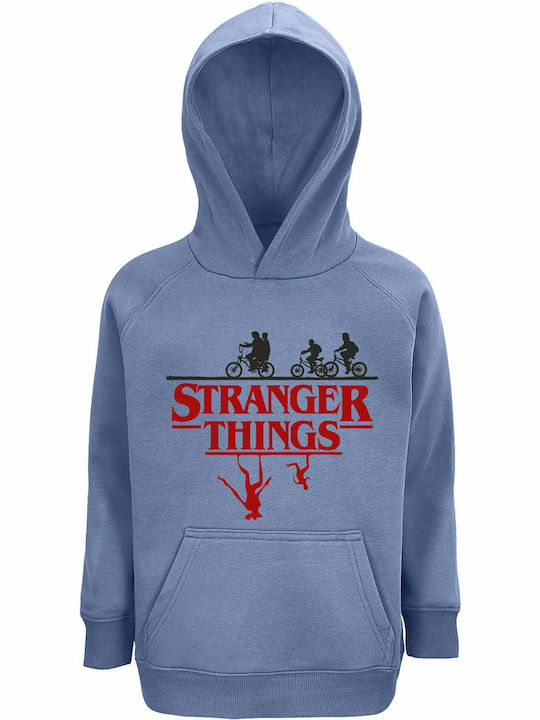 Kids Sweatshirt with Hood and Pockets Blue Stra...