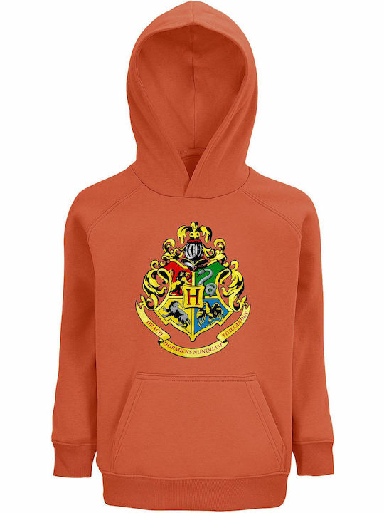Παιδικό Φούτερ με Κουκούλα και Τσέπες Sweet orange Hogwarts School Crest, Harry Potter