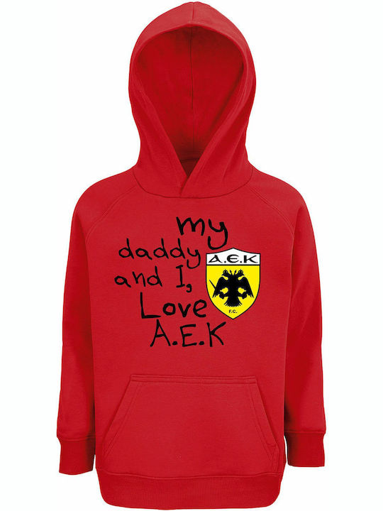 Kids Sweatshirt with Hood and Pockets Red My Da...