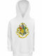 Kinder-Sweatshirt mit Kapuze und Taschen White. Hogwarts School Crest, Harry Potter