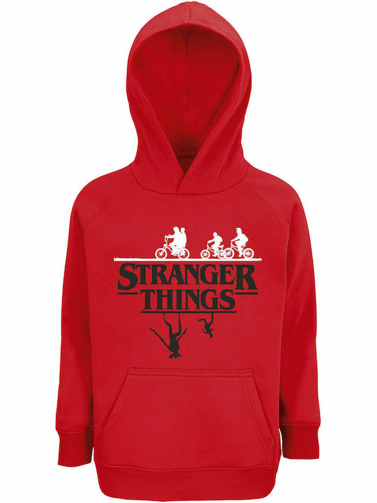 Kids Sweatshirt with Hood and Pockets Red Stran...