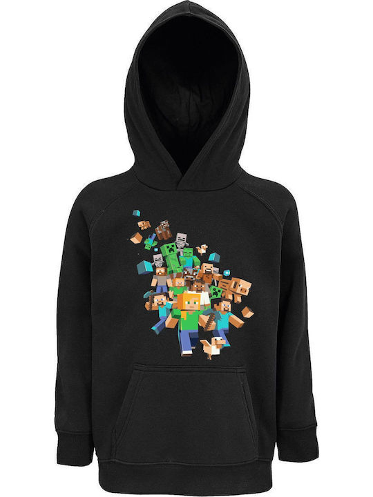 Παιδικό Φούτερ με Κουκούλα Black Minecraft Gang