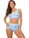 Set Bikini Μπουστάκι Push Up Ψηλόμεσο Μπλε