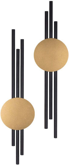 Wallity Wall Decor Black Made of Metal 60x13.5cm 2 Pieces
