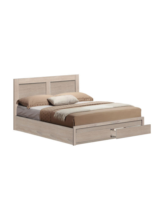 Capri Semi-Double Wooden Bed Base Beige with Sl...