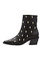 Leder Stiefeletten Damen Schwarz
