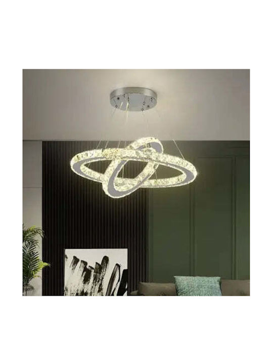 Alista Home Ρυθμιζόμενο Κρεμαστό Φωτιστικό Ασημί LED με Φυσικό Λευκό Φως με Κρύσταλλα