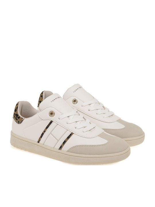 Cut Lace-up Kids Sneakers White