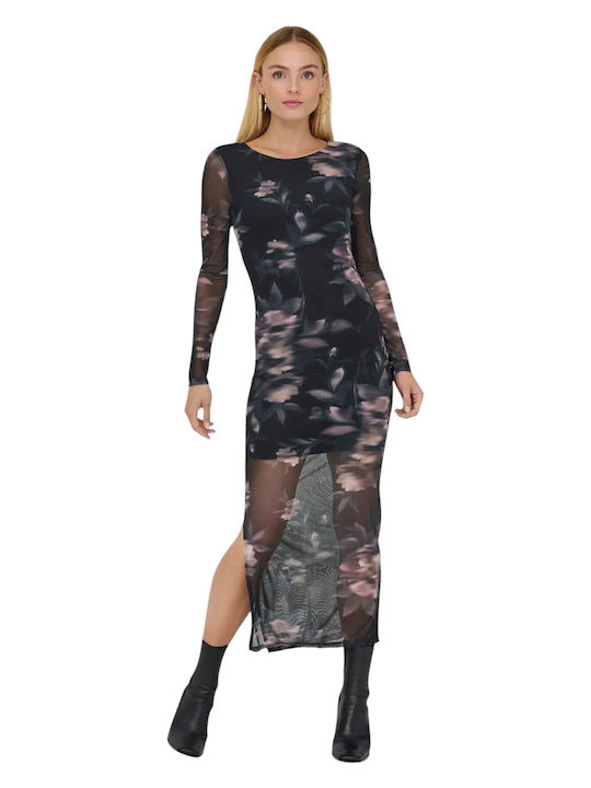Only Life Summer Midi Evening Dress with Sheer Twilight Mauve 15357315