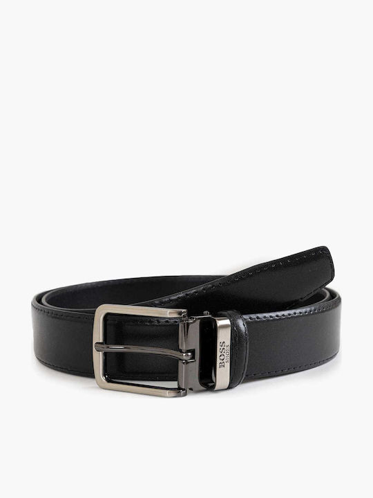Men's Belt Leather Knitted Black