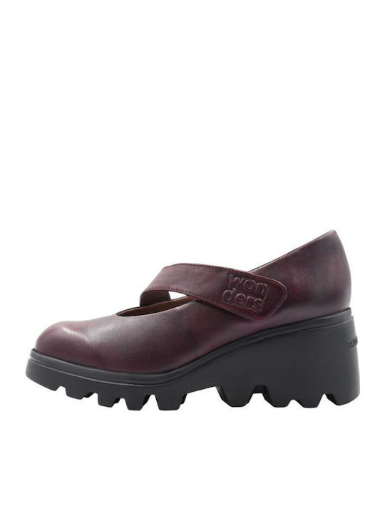 Leather Women's Loafers in Burgundy Color