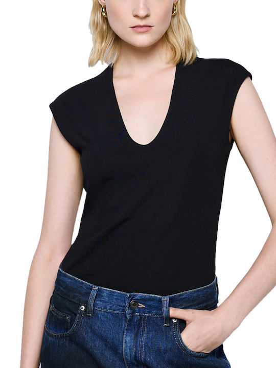 Access Fashion V Neck Bodysuit Women Access Fashion Μαυρο 54-2150-377-black