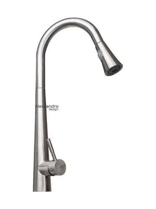 Alista Home Cf021 Baterie Chiuvetă Bucătărie Bancă Cu Duș Extractibil Argintiu