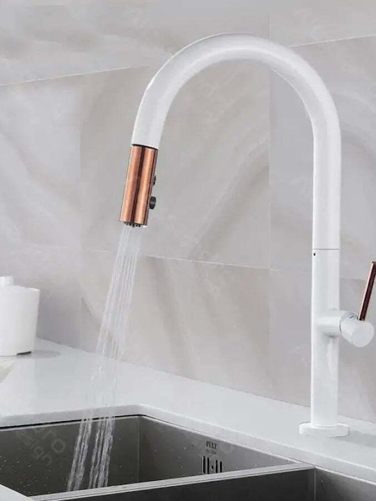 Alista Home Cf 1035 A Baterie Chiuvetă Bucătărie Bancă Cu Duș Extractibil Albă