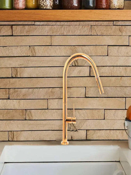 Alista Home Cf2043 Baterie Chiuvetă Bucătărie Bancă cu Duș Extractibil Auriu