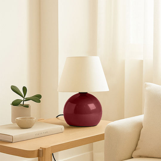 Megapap Alaska Metall Tischlampe für Fassung E27 mit Beige Schirm und Basis
