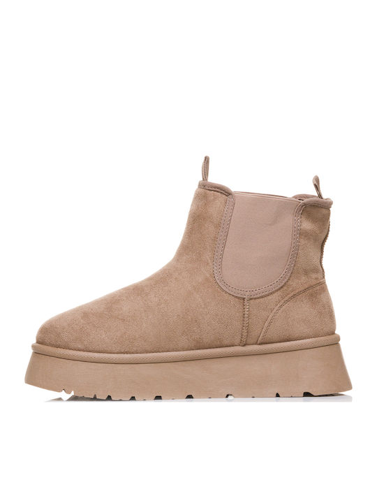 Women's Ankle Boots with Fur Beige