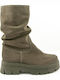Leather Women's Ankle Boots Green