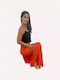 Women's High-waisted Fabric Trousers Orange