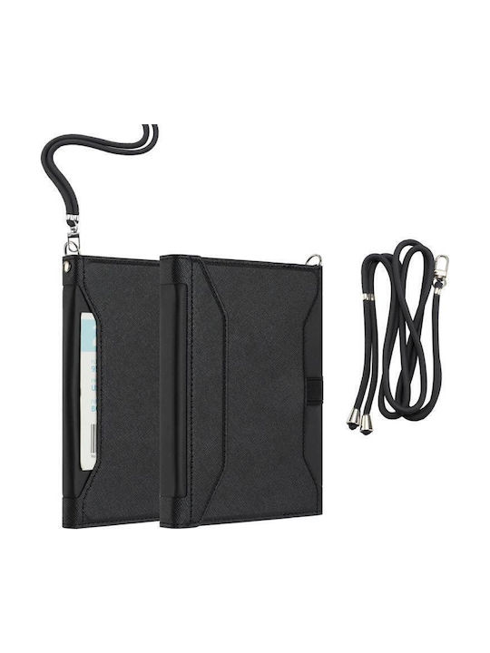 Multifunctional Passport Booklet RFID Blocking Long Lanyard Black