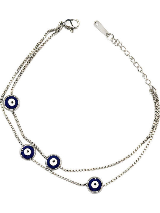 Damen Armband Kette mit Augen Design aus Stahl 22cm