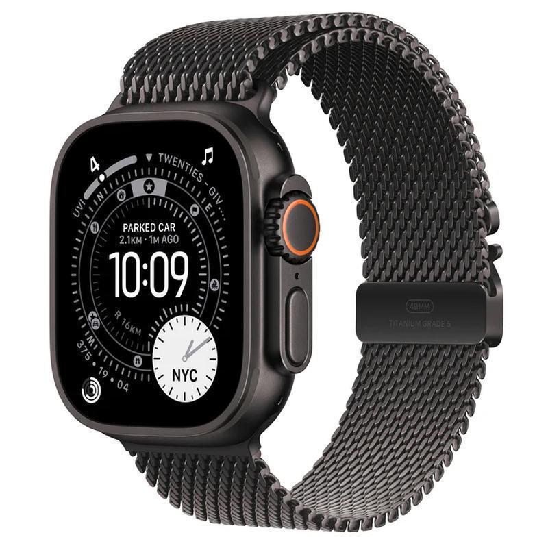 Apple Watch Ultra 3 Titanium 49mm Αδιάβροχο με eSIM και Παλμογράφο (Black Titanium Case with Black Titanium Milanese Loop - Large)
