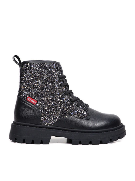 Levi's Kids Military Boots with Laces Black
