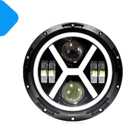 Στρογγυλό Φως Ημέρας Αυτοκινήτου LED Jeep Wrangler / CJ Land Rover Defender Mitsubishi Pajero Suzuki LJ / SJ Samurai 12V 30W 17.78cm με Κόκκινο Φωτισμό 1τμχ