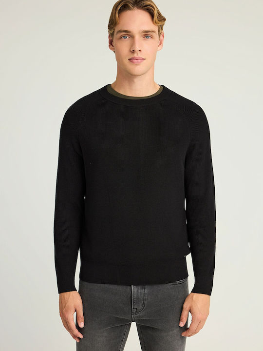 Funky Buddha Pulover cu mânecă lungă Melange FBM012-044-09-NAVY