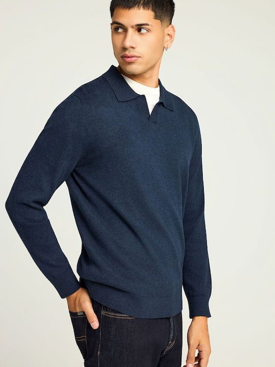 Funky Buddha Polo Μπλούζα Κοντομάνικη Navy Μπλε