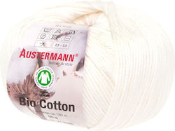 Austermann Organic Textile Yarn Bio Bumbac 10 Fire De Tricotat Croșetat 100% Bumbac Alb 180 M