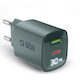 SBS Зарядно без кабел с USB-A порт и USB-C порт 30W Power Delivery Черен