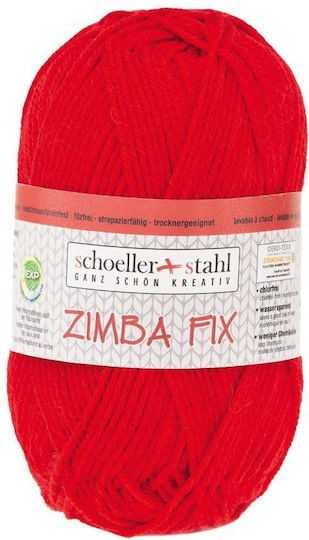 80% Вълнена Нишка За Плетене Рустикален Вид Средна Дебелина 50г 87м Zimba Fix Scholler Червена 90138-210