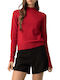Women's Long Sleeve Turtleneck Sweater Red