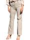 Damen Hoch tailliert Stoff Hose Push-up Schlag Beige