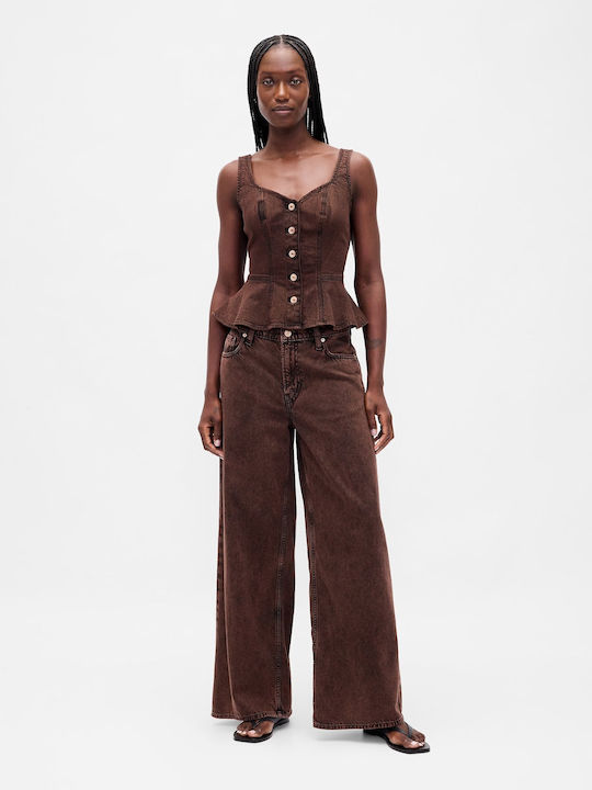 Damenjeans Mittelhohe Taille in Schlanker Passform Dark Brown