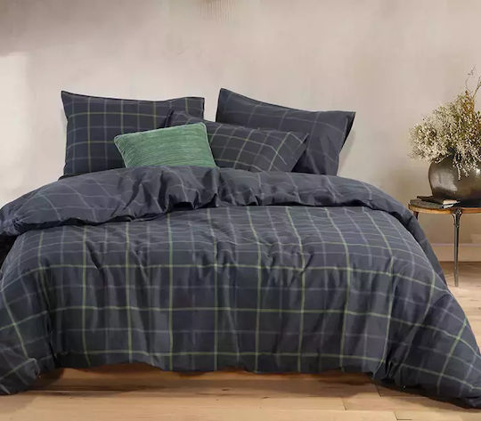 Nef-Nef Homeware Sheet Sets King Size Flannel with Elastic 180x200+32cm. Naiberg Denim 4pcs
