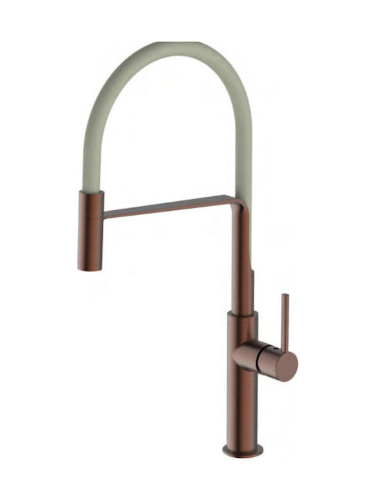 Ottone Meloda Bourbon Kitchen Faucet Counter Flexible Copper