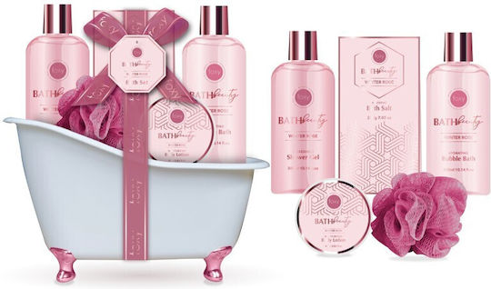 Foxy Bath Set Winter Rose Skin Care Set for Moisturizing & Body Cleaning 5pcs