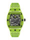 Philipp Plein Skeleton Ceas Barbatesc Automat cu Curea din Cauciuc Verde